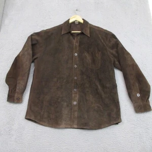 Giacca Shacket Vintage Scamosciata Uomo L Pelle Marrone Y2K Westerncore Grunge Street - Foto 1 di 16