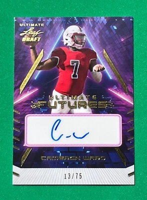 2022 Leaf Ultimate Draft - Cameron Cam Ward Gold Futures Auto #13/75 - Image 1 of 3