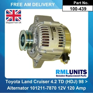 Alternator For Toyota Land Cruiser 100 4.2 (4164ccm) Diesel 1HDFTE HDJ100 1998 - Picture 1 of 5