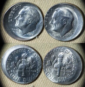 Errors : Lot 2 Coins 1988P Dime BS, Off Center Full Date IREC3233 - Picture 1 of 1