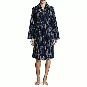NWT $42 simply chic navy micro fleece Bathrobe Robe Gown Small - Picture 1 of 1
