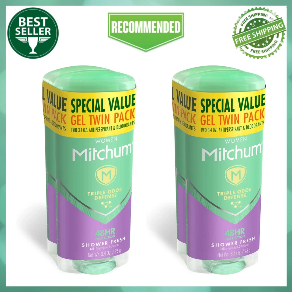 Paquete de 4 desodorantes en gel antitranspirante Triple Odor Defense para mujer, ducha fresca Foto 1 de 4