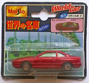 Maisto World Car, BMW 850i Sport Coupe, 1:64 Scale, Red on a Sealed Card, Rare!