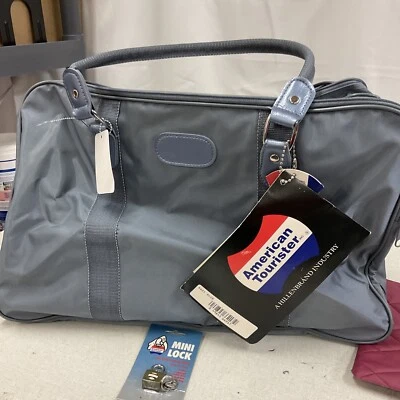 Vintage American Tourister The Organizer Luggage Bag Canvas Blue - Image 1 of 4