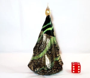 Murano Art Glass 4.5" Christmas Tree Gold, Green & Yellow Vetro Artistico Italy - Picture 1 of 7