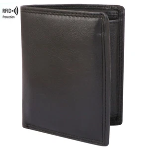 Billetera de cuero suave con bloqueo RFID, ventana de identificación, cremallera y bolsillo para monedas 521 negra - Imagen 1 de 8