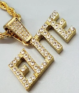 Gold Rhinestone ELITE Charm Pendant Necklace - Picture 1 of 4