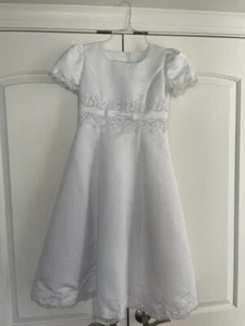 Swea Pea & Lilli Girls White Embroidered Organza Communion Dress Size 10 - Picture 1 of 6