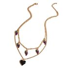 Double Layer Necklace with Multiple Pendant Designs Heart Charm Clavicle Chain