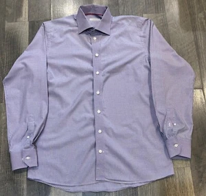 Eton lila Button Down Hemd Gr. 40 15 1/4 schmal lila Karomuster - Bild 1 von 5