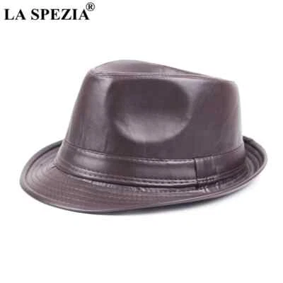 Sombrero Fedora de Cuero PU Hombres Negro Informal Jazz Gorra De Colección Trilby Sombrero Caballero Foto 1 de 4