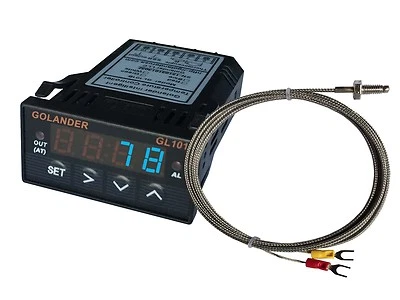 GOLANDER 12V DC 1/32DIN Digital PID Temperature Controller, Blue with K thermocouple