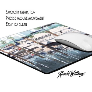 Boats At The Dock By Ronald William Coastal NC Artist Mouse Pad - Bild 1 von 4