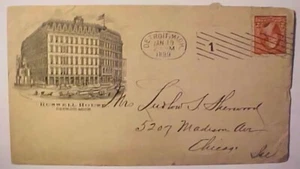 US HOTEL PICTORIAL AD  DETRIOT 1899 5 STREET CARS  NO FLAP - Picture 1 of 1