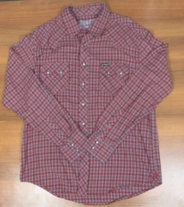 Southern Thread Shirt Mens XL Western Pearl Snap Saw Tooth Pockets Plaid - Picture 1 of 9