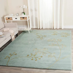 Malko Leaf Rug Hand-Tufted 100 % Wool Handmade area rug for Bedroom , living . - Picture 1 of 7