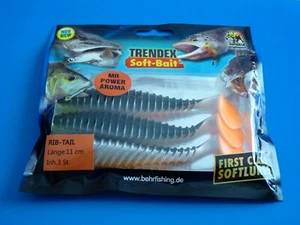 3 Stück RIB TAIL Behr Trendex Soft Bait Gummiköder 11cm Köder Angeln Hecht - Bild 1 von 4