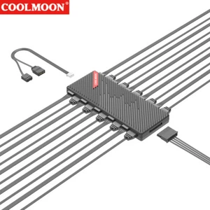1 bis 10 PWM- und ARGB-Hub-Splitter, SATA-betriebener 4-Pin-PWM-3-Pin-ARGB-Adapt - Afbeelding 1 van 10