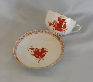 HEREND Apponyi orange , Teetasse / Kaffeetasse + Untertasse (R18) - Bild 1 von 4