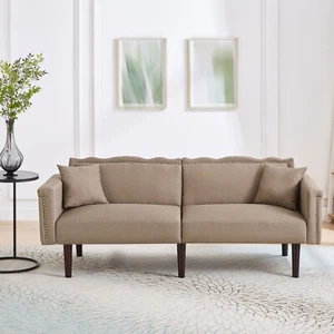 2-in-1 Klappsofa mit Schlaffunktion Stoff Schlafsofa Zweisitzer-Sofa Couch Braun - Bild 1 von 16