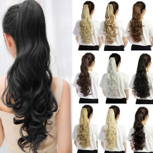 Synthetic Claw Clip Ponytail Extension Long Wavy Pony Tail Hair Piece For Ladies