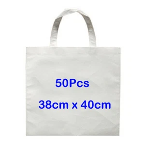 50 Pcs 38x40cm White Sublimation Blank Shopping Bag Art Heat Press Non-Woven Bag - Picture 1 of 7