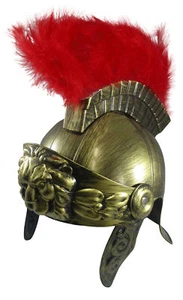 Adult Gold Roman Helmet Spartan Greek With Red Feathers Armor Gladiator Costume - Picture 1 of 37