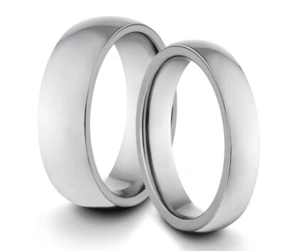 CONJUNTO DE DOS ANILLOS SUYA Y SUYA 6MM/4MM Titanio Clásico Plata Ajuste Cómodo Alianza de Boda Foto 1 de 3