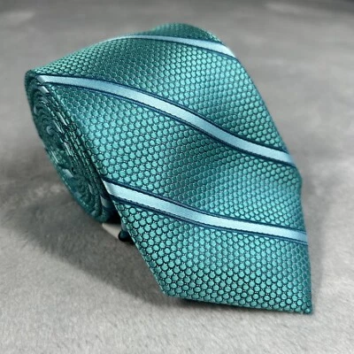 PERRY ELLIS PORTAFOLIO CORTO Corbata Para Hombre Aqua Texturizada Lunares y Rayas 59"x 3" 487 Foto 1 de 4