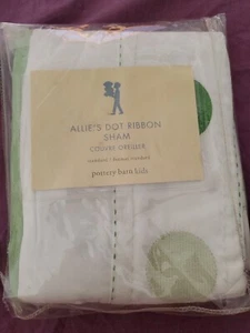 Nueva funda de almohada estándar POTTERY BARN KIDS Allie's cinta verde lunares punto polca - Imagen 1 de 5
