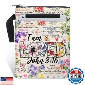 Book Cover Bag with Zipper and Front Pocket. Christian Faith Religious Gift f - Picture 1 of 5