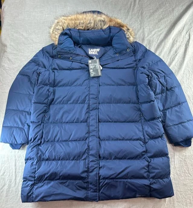 Abrigo Lands End Mujer XXL 600 Plumón de Ganso Gorpcore Invierno Azul Marino Foto 1 de 4