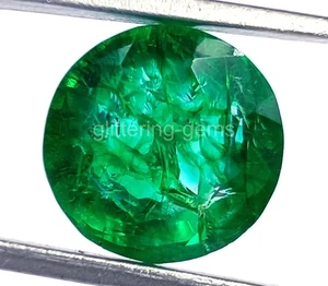 IGL Certified 10 Ct Zambia Green Emerald Natural Round Cut Gemstone 5JSI - Picture 1 of 6