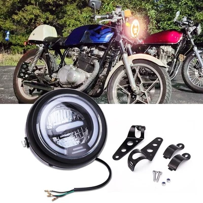 For Suzuki GS 450 250 500 750 1000 LED Headlight Hi/Lo DRL Yellow Light + Clamps - Image 1 of 4