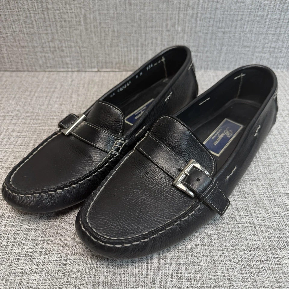 Mocasines/mocasines/zapatos de conducción Bragano para hombre talla 9 cuero negro hechos en Italia Foto 1 de 4