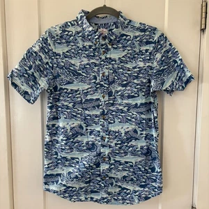 Vineyard Vines x Target Button Down Shirt Boys XL Blue S/S Shark Fish Preppy - Picture 1 of 8