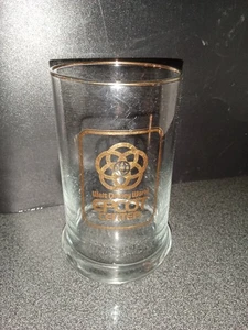 Disney Epcot World Center Glass Beer Mug Stein Drinking Glass Gold Trim 5” - Picture 1 of 3
