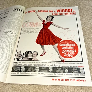 June 25, 1964 MOTION PICTURE DAILY "LOOKING FOR LOVE" Connie Francis 1 Page Ad - Picture 1 of 8
