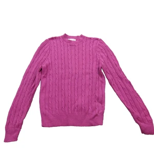RG Arnold Sweater Womens Medium Pink Cable Knit Crewneck Pullover 100% Cotton - Picture 1 of 8