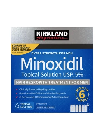 Kirkland Signature Minoxidil 5% Men Hair Regrowth Solution 6 Month Bottles - Image 1 of 2