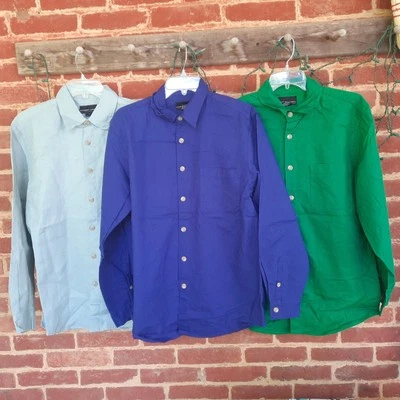 NWOT ROBERT LOUIS Mens Sm LOT of 3 Solid L/S Button Front Silk/ Linen Shirts 00s - Image 1 of 4