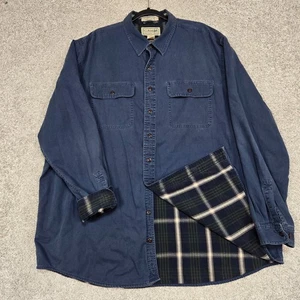 LL Bean Chambray Shirt Mens 2XLT tall  Blue Flannel Lined distressed button up - Picture 1 of 9