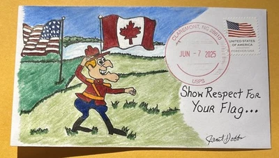 2025 US Flag Forever Stamp C112 Dudley Do-Right Respect His Flag FDC/OOAK - Image 1 of 4