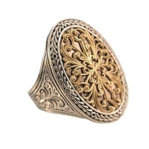 Filigraner ovaler Statement-Ring Konstantino 18 Karat Gold & Sterling - Bild 1 von 11