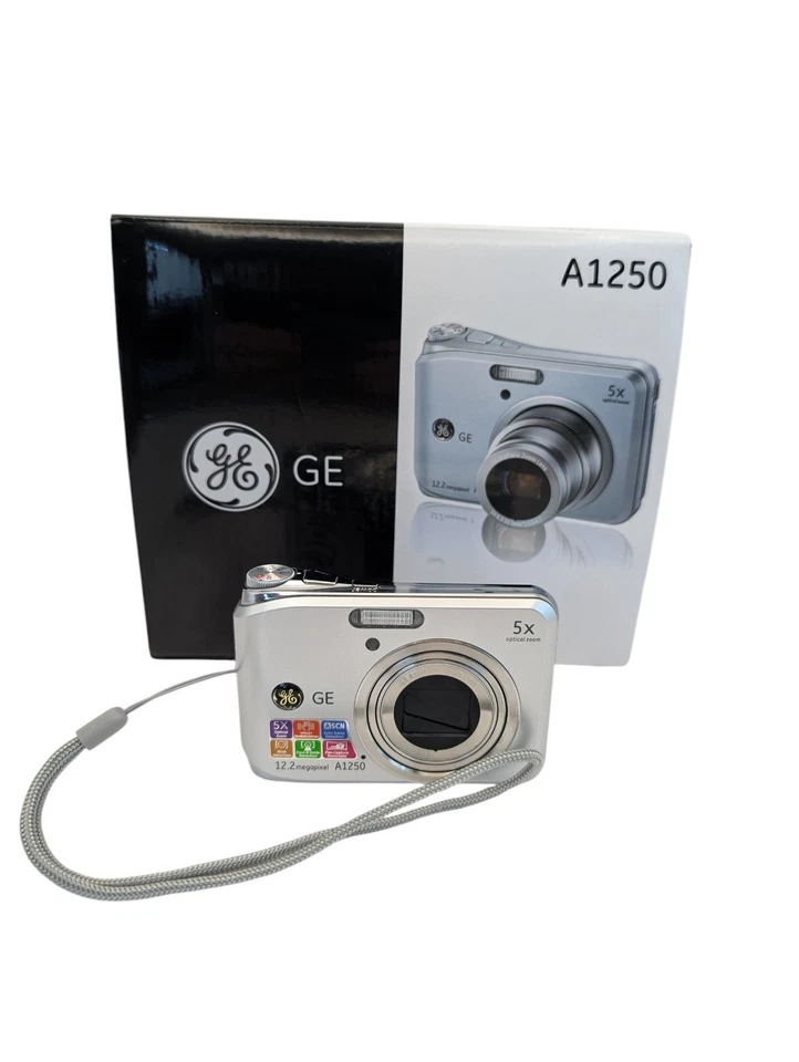GE A1250 12.2MP Digital Camera - 5X Optical Zoom - Silver Boxed Ex Condition  - Image 1 of 4