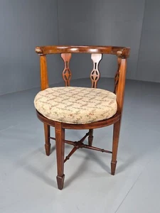 Antique Walnut Tub Chair Edwardian Sheraton Revival 1900s EB9476 VCLO - Picture 1 of 16