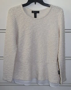 Suéter para damas INC International Concepts Petite marfil aspecto en capas talla PL - Imagen 1 de 6