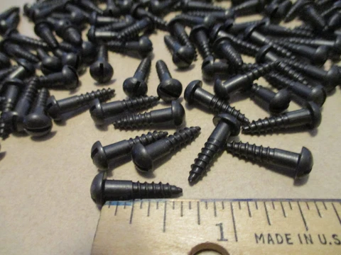 70 - VINTAGE NEW-OLD STOCK BLUED SLOTTED ROUND HEAD STEEL WOOD SCREWS, 5/8" x #7 Cover