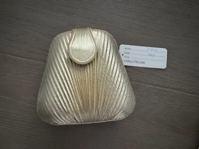 Carlo Fellini Noche Bolso sin asas Bolso de hombro Dorado Vintage Nuevo con etiquetas Foto 1 de 4