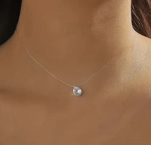 Beautiful Simple Style Round Cut Lab Created Diamond Pendant Necklace Choker - Picture 1 of 6